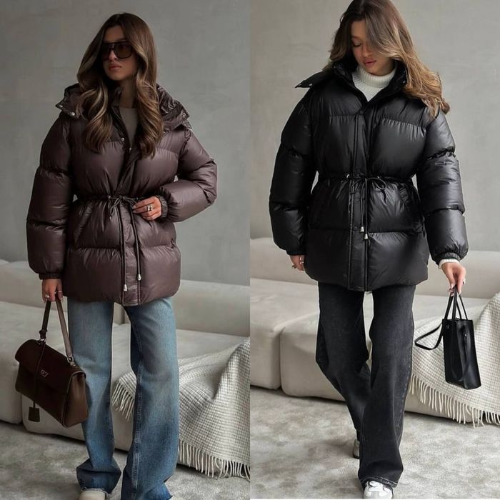 Жіноча Куртка трендовий шоколадний та чорний пуфер – мастхев цієї зими