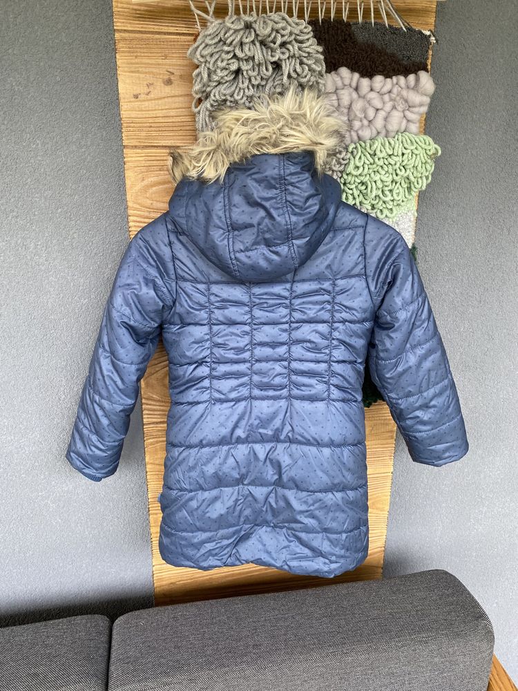 Geanatowa zimowa kurtka płaszcz z kapturem 116