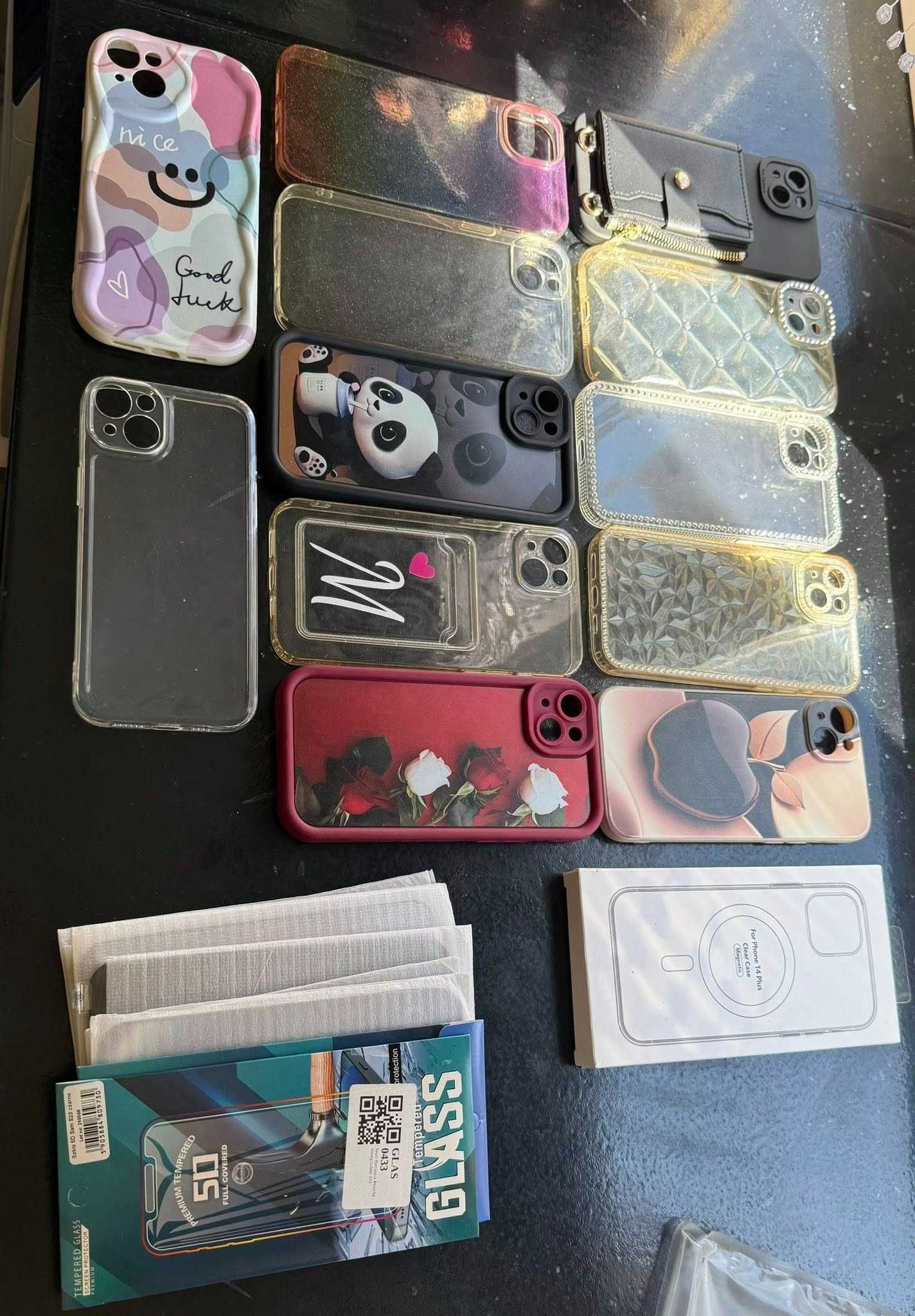etui + szkła iphone 14 plus bogaty zestaw
