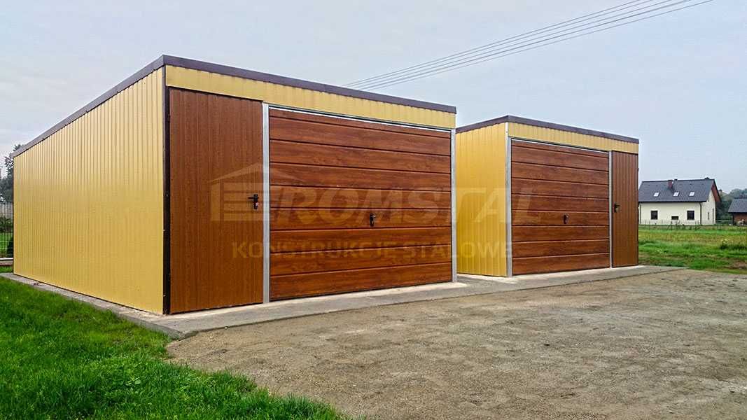 DREWNOPODOBNY Garaż Blaszany 7x6 - Magazyn / Wiata / Schowek - Romstal