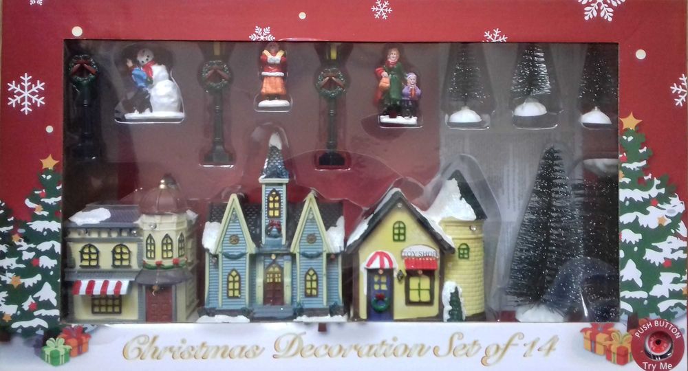 Świąteczne miasteczko LED z figurkami WIOSKA 14 EL. Prezent