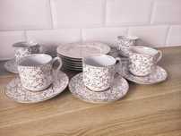 Zestaw kawowy Chodzież Złoty Biały Porcelana komplet