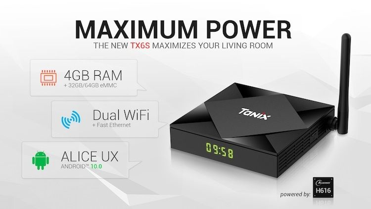 TANIX TX6S Android 10.0 TV Box 4K 4GB/32GB WiFi 5G Bluetooth 4.1