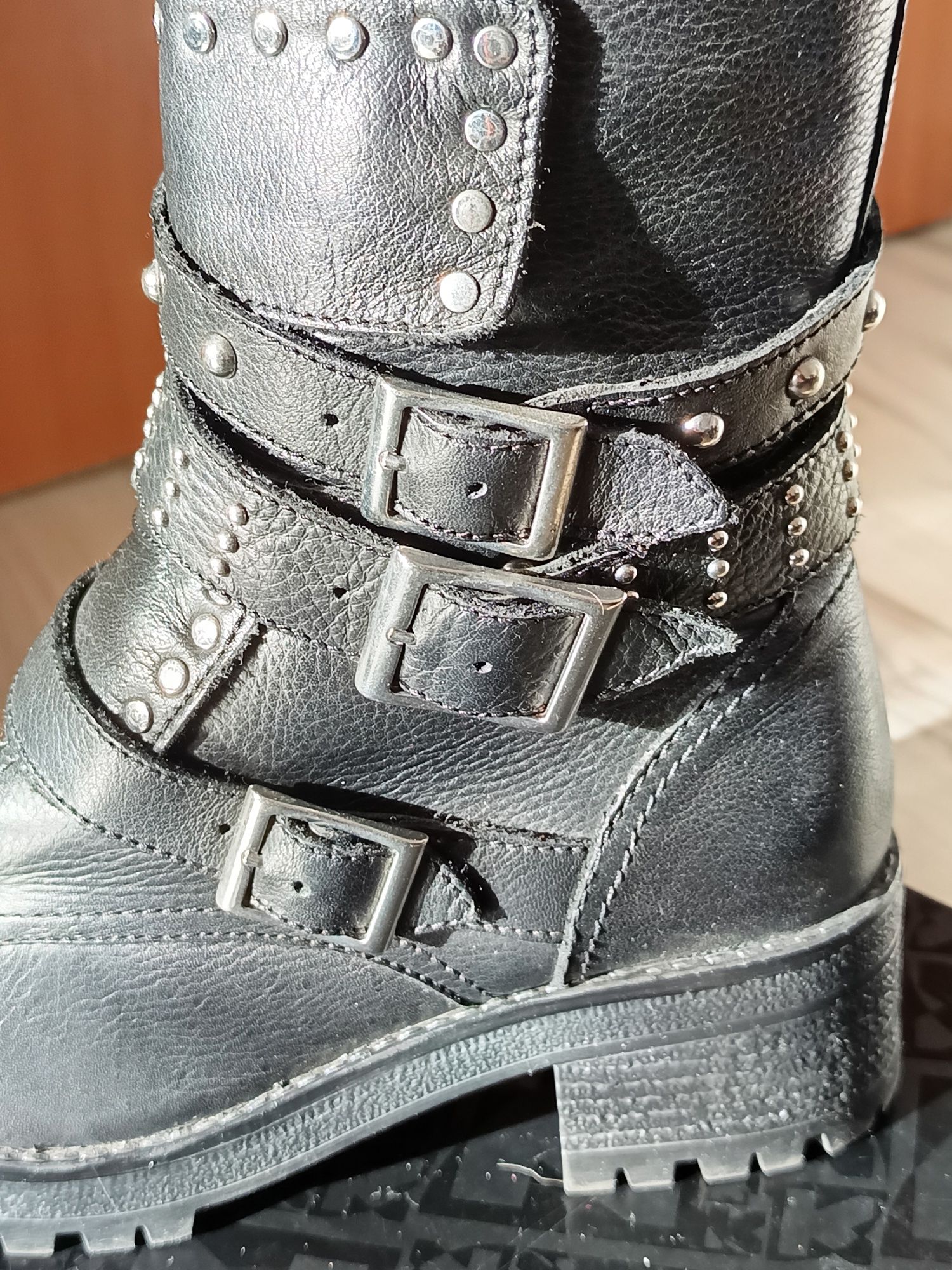 Kozaki KAZAR botki ankle boots biker skórzane leatherboots punk
