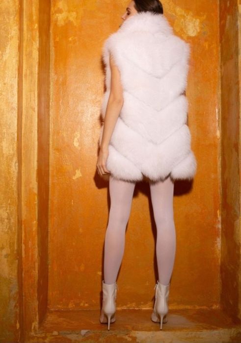 Biała kamizelka damska futro naturalne lis