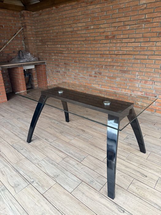 Скляний стіл 90 на 150 см Дуб