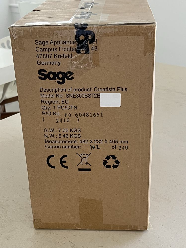 Maquina café Nespreso Sage Creatista Plus Sea Salt nova por desembalar
