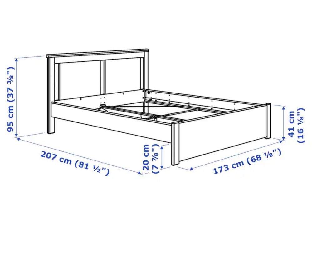 Zestaw: Łóżko podwójne+stelaz+szuflady IKEA białe 140x200 Songesand