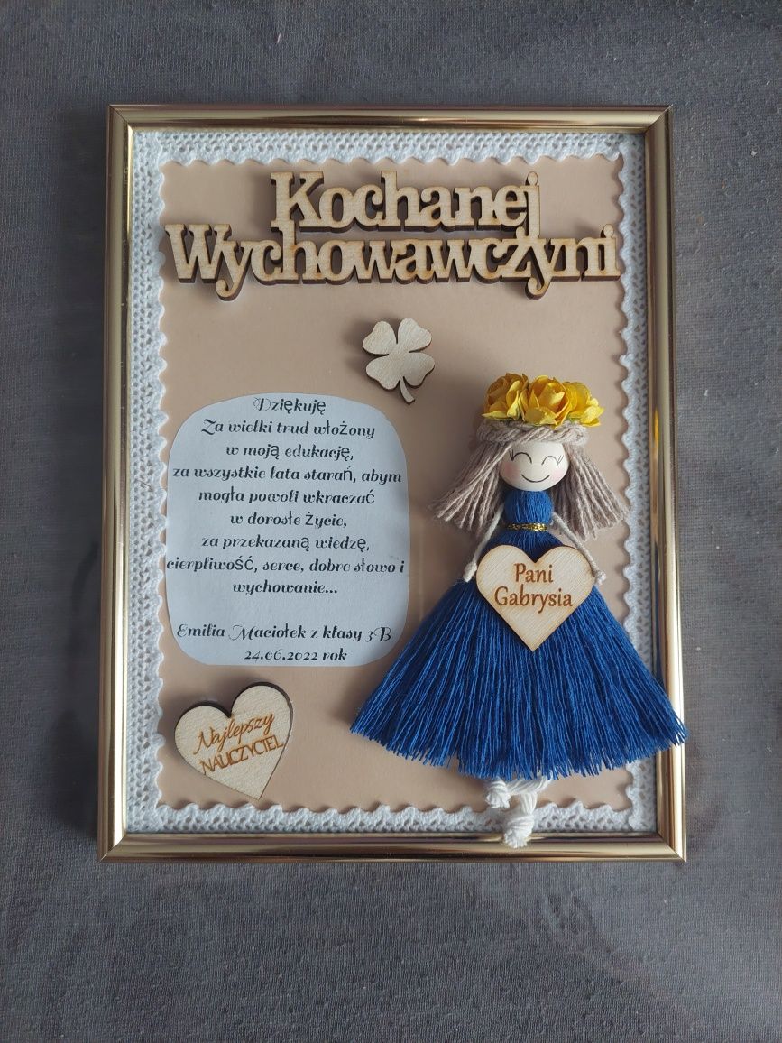 Ramka podziękowanie dla nauczyciela handmade