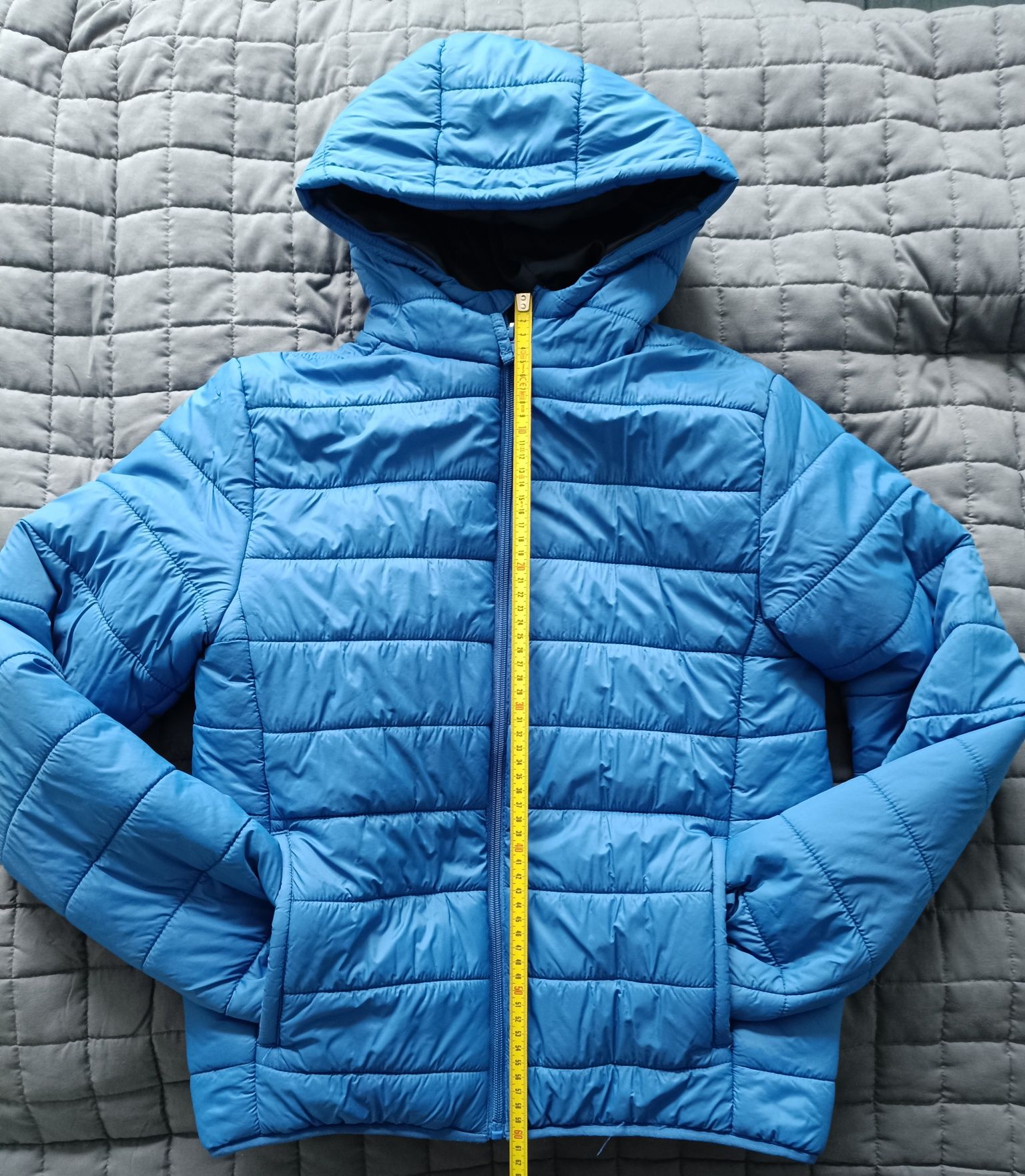 Lekka pikowana kurtka Zara blue wiosna kaptur