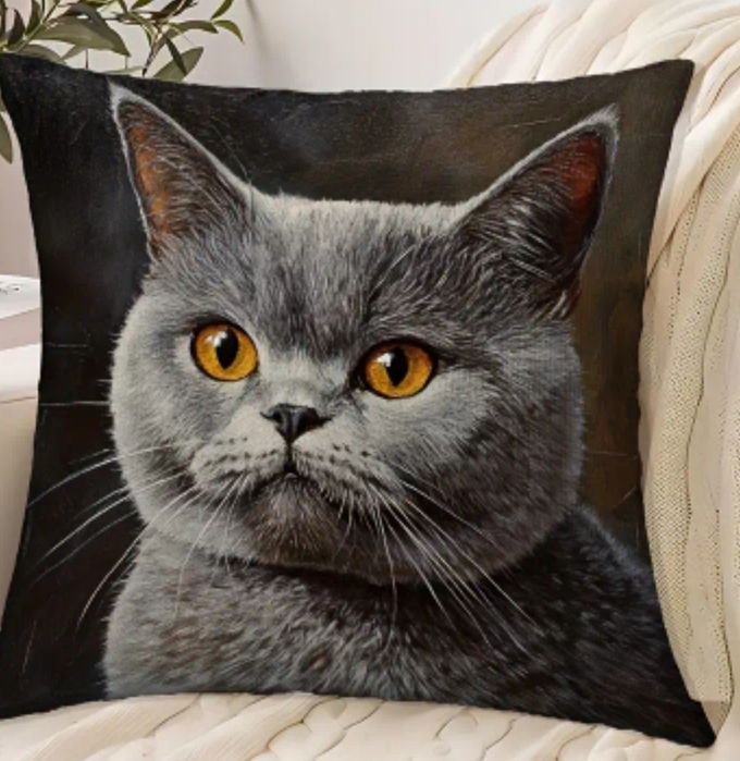 Poszewka na poduszkę rudy i szary kotek