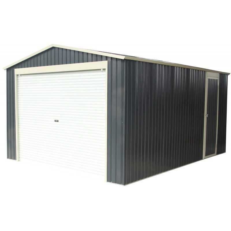 Garaż metalowy antracytowy 15,14m² z bramą zwijaną