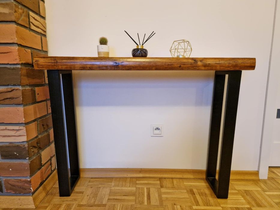 Konsola sosnowa drewniana w stylu loft ręcznie wykonana handmade
