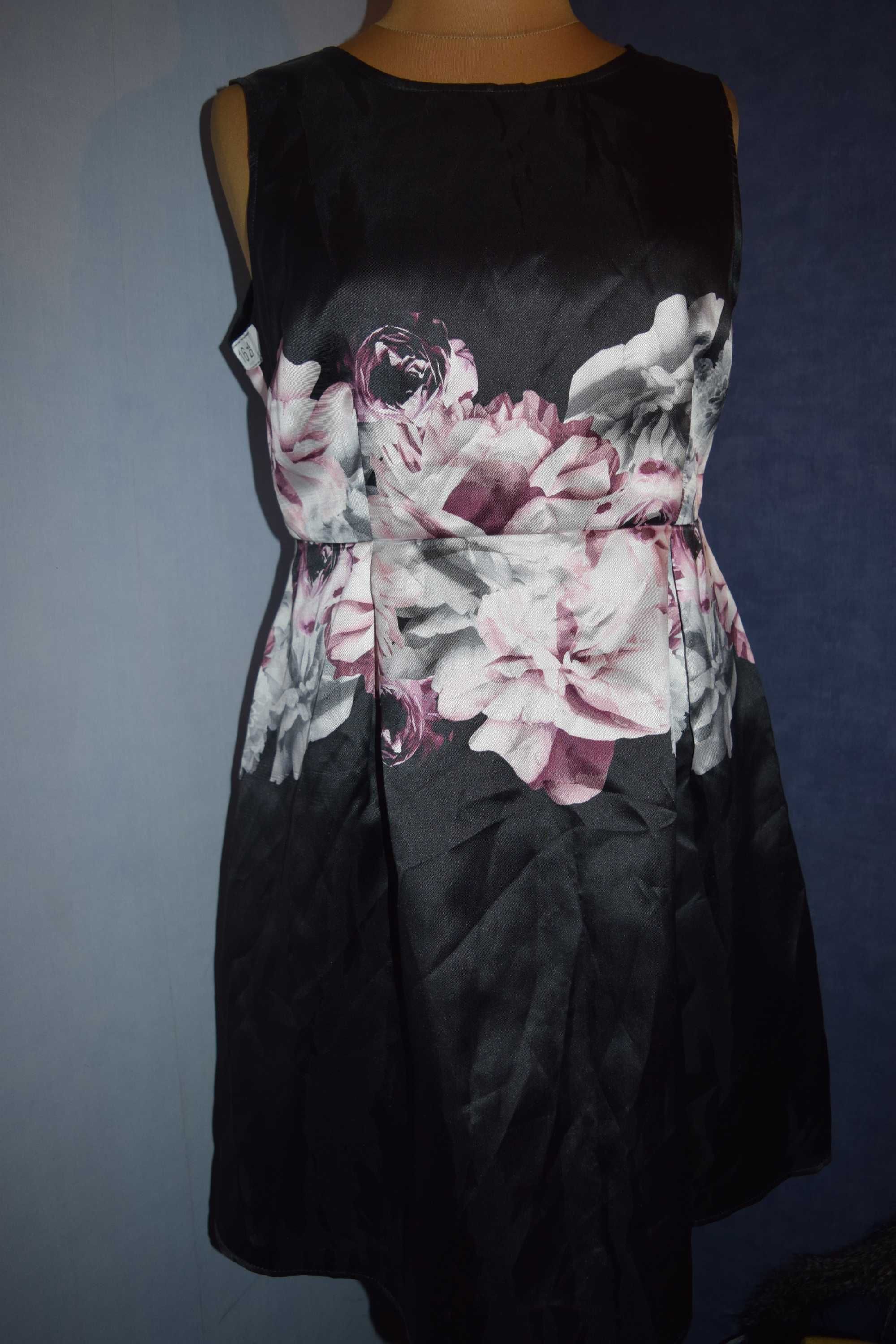 Dorothy Perkins Piękna sukienka wizytowa czarna w kwiaty_44