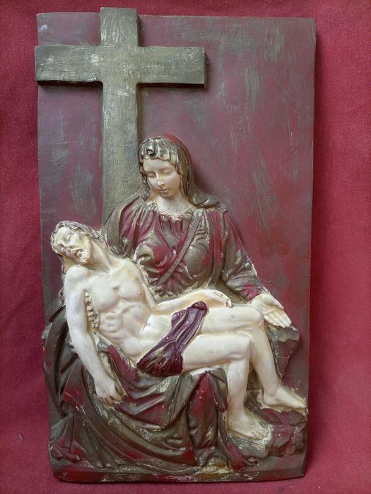Arte sacra Pieta, quadro representação artística antigo vintage