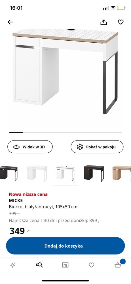 Biurko Ikea biale 105x50