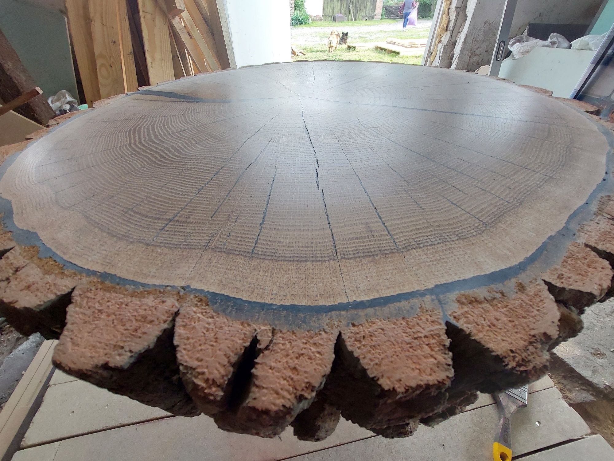 Stolik kawowy plaster dębu loft industrial djembe