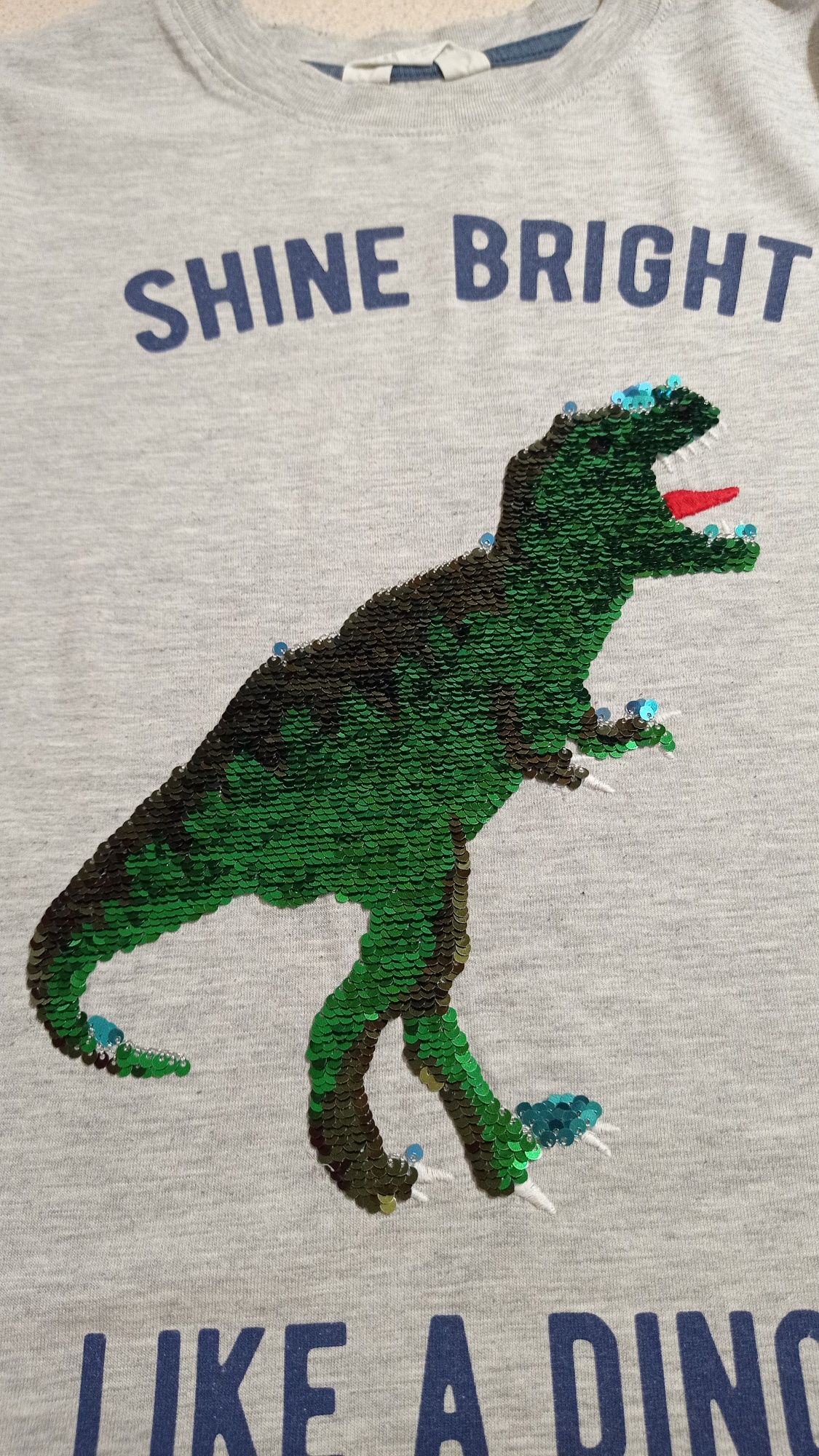 Super Koszulka H&M bluzka t-shirt - dinozaur cekinowy dwustronny