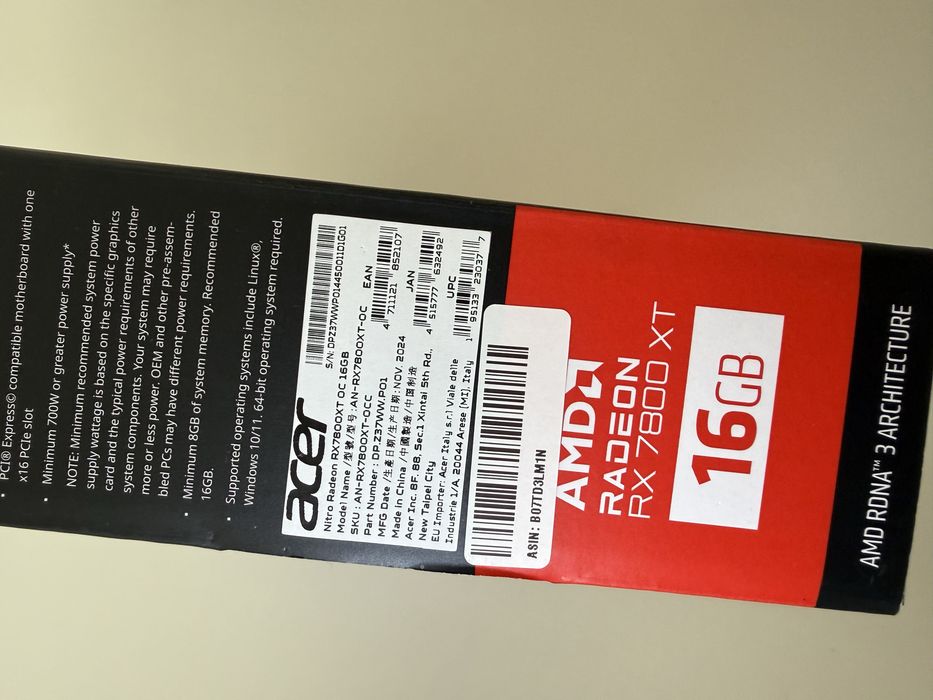 Acer Radeon Nitro AMD RX 7800 XT OC 16GB