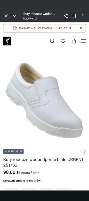 Buty robocze białe do piekarni