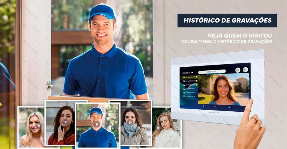 Vídeo Porteiro 4x Monitores 7" WIFI|P. Externo 4 Botões  VP345