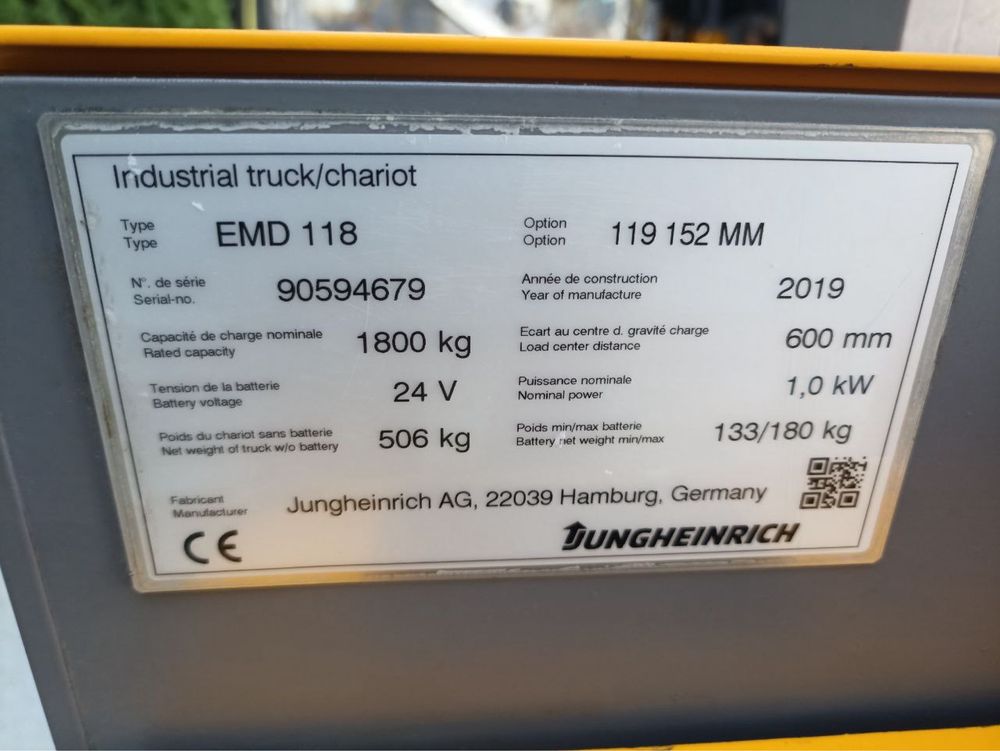 Електричний штабелер Jungheinrich EMD 118 152 mm 2019