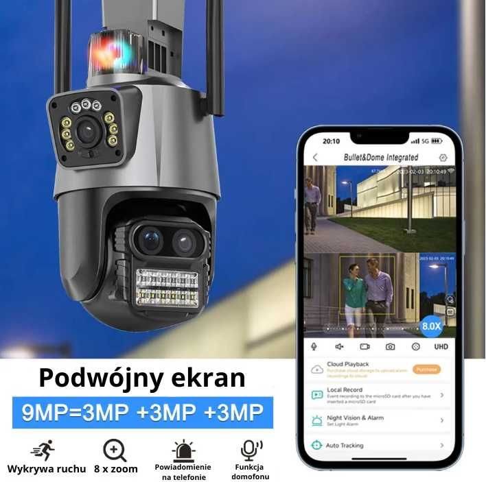 Zewnętrzna obrotowa. 3 obiektywy Super zoom 8x Fachowa Obsługa Klienta