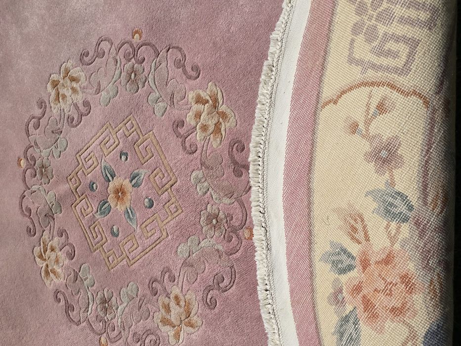 Okrągły Chiński dywan - Rękodzieło z czystej wełny - Śliczny śr 230 cm