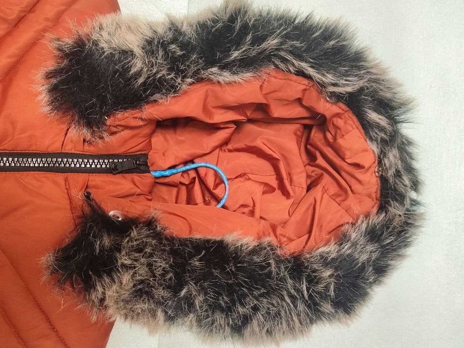 Яркий Коралловый Пуховик Парка. Размер S (42-44). См. замеры!
