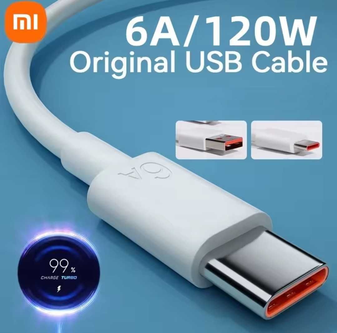 Przewód ładowarki Xiaomi 2m do 120W 6A Mi Turbo Charge. biały