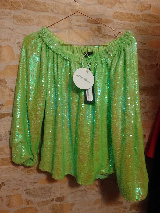 (S/M) Boohoo/Cekinowa Bluzka wieczorowa z Londynu, NOWA