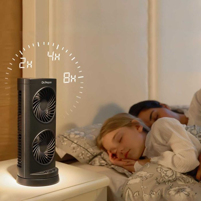 Wentylator Kolumnowy Wieżowy 32cm USB Oscylacja 110° 3 Biegowy Timer