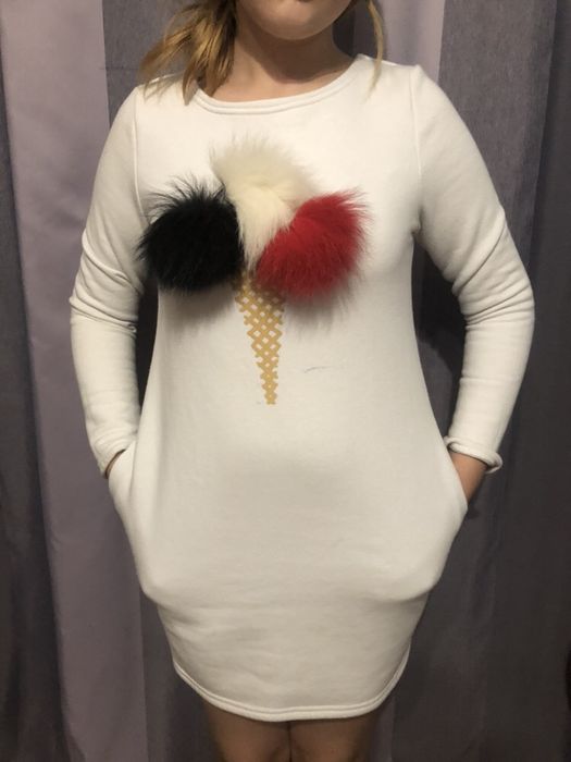 Платье теплое в школу белое 164-172 14-16 лет