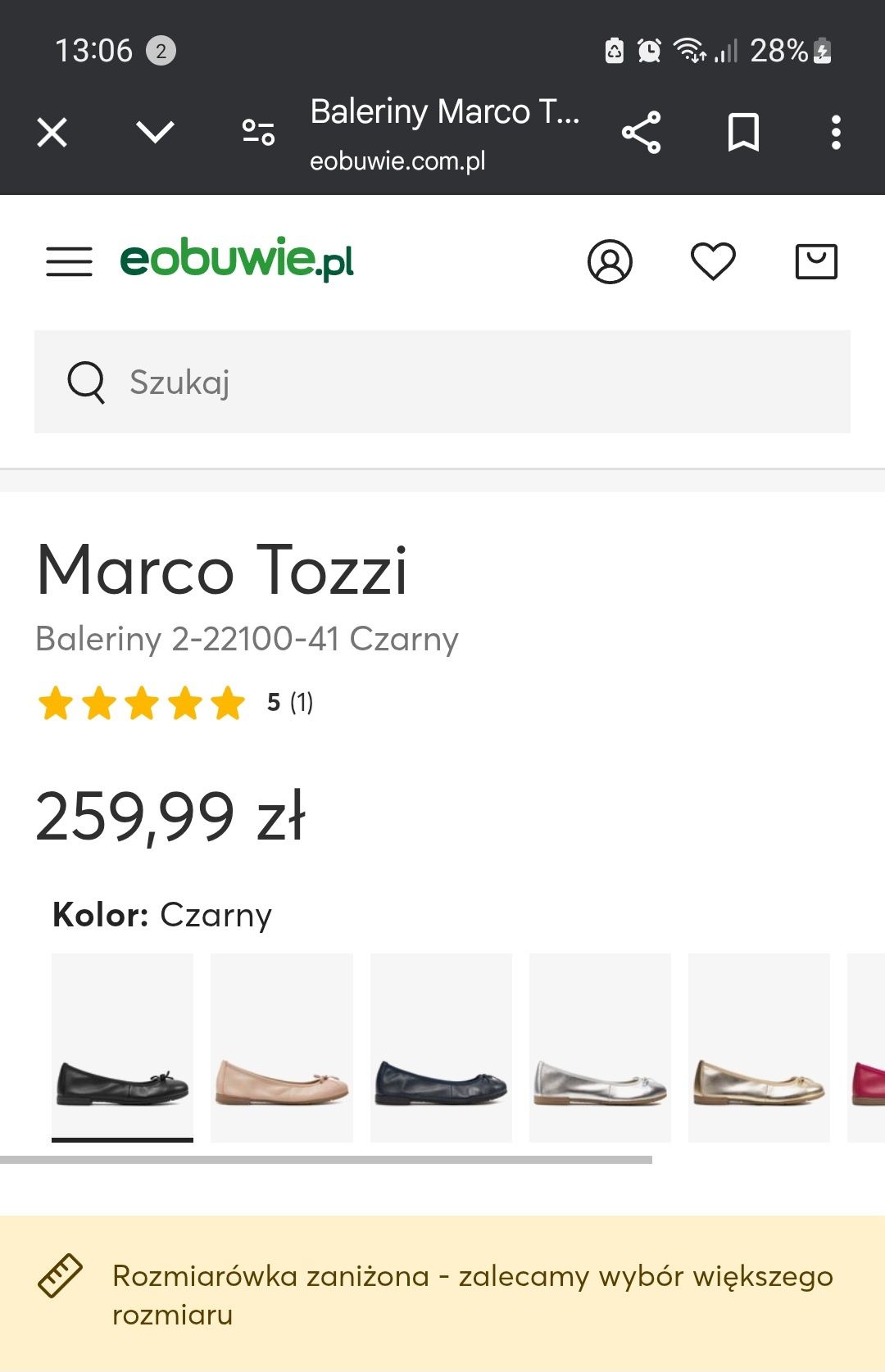 MARCO TOZZI 37,5 baleriny NOWE skóra czarne balerinki
