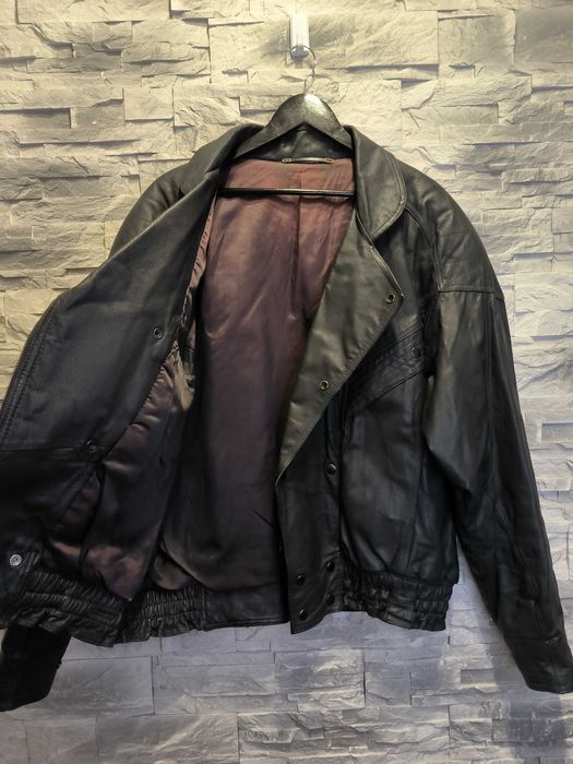 Kurtka Skórzana Vintage Czarna Bomberka Skóra
