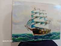 Quadro a óleo motivo náutico