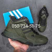 Зимние кожаные ботинки мужские Adidas Green