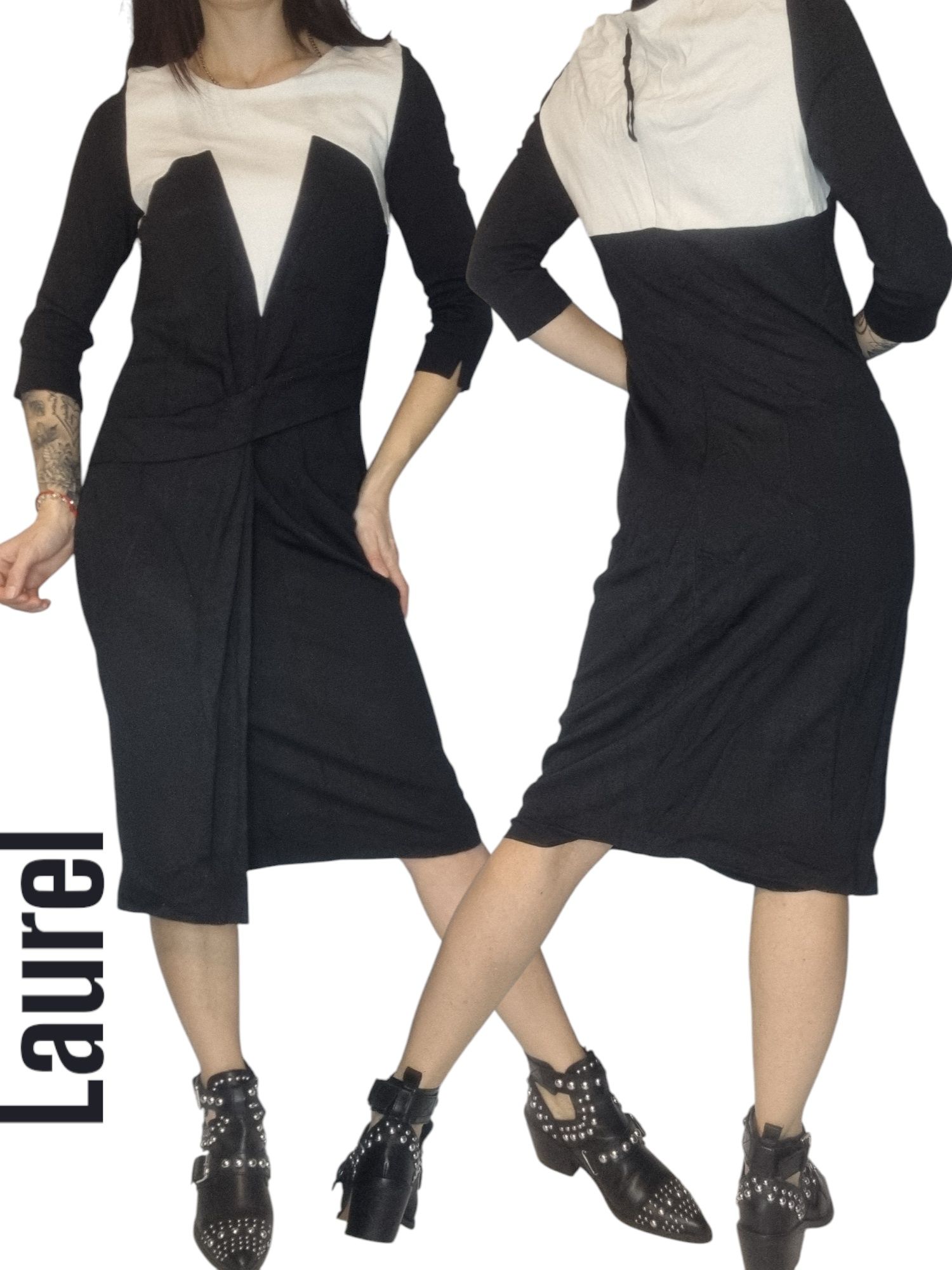 Elegancka czarno-biała biała sukienka Laurel Rozmiar M/L 38/40