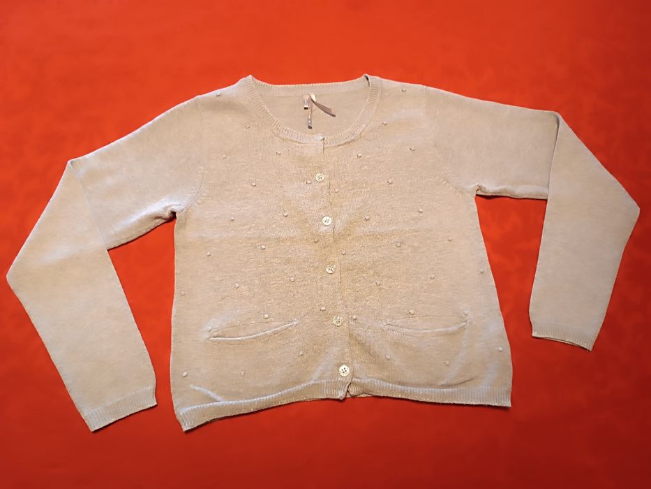 Casaco Cinza. Malha Fina. Menina 8 Anos . Novo