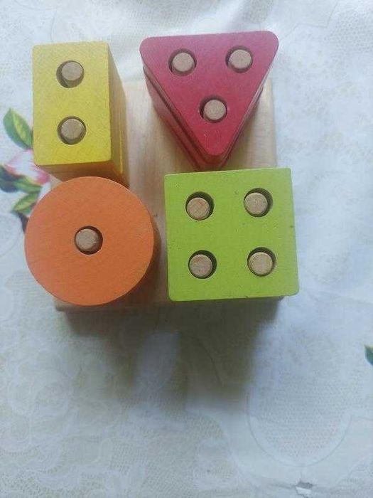 Гра для малюків, кубіки, конструктор, пазл, сортер дерев'яний