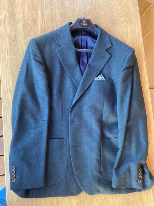 Marynarka męska Lancerto 100% wełna, granatowa, wygodna slim fit