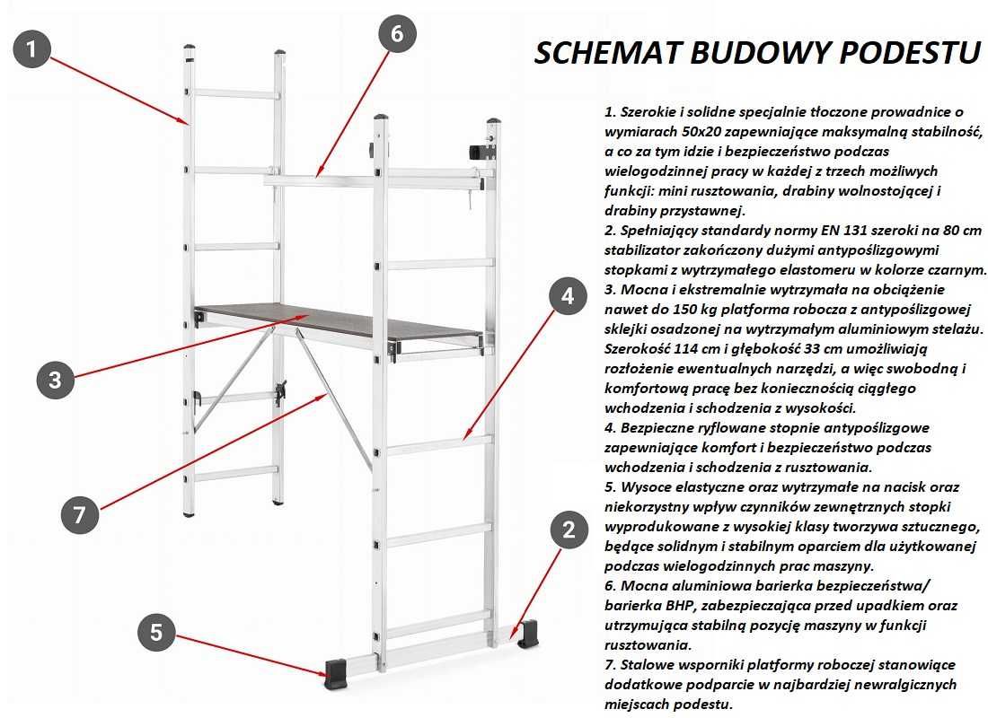 RUSZTOWANIE aluminiowe 2x6 do pracy na SCHODACH - wielofunkcyjne 3w1