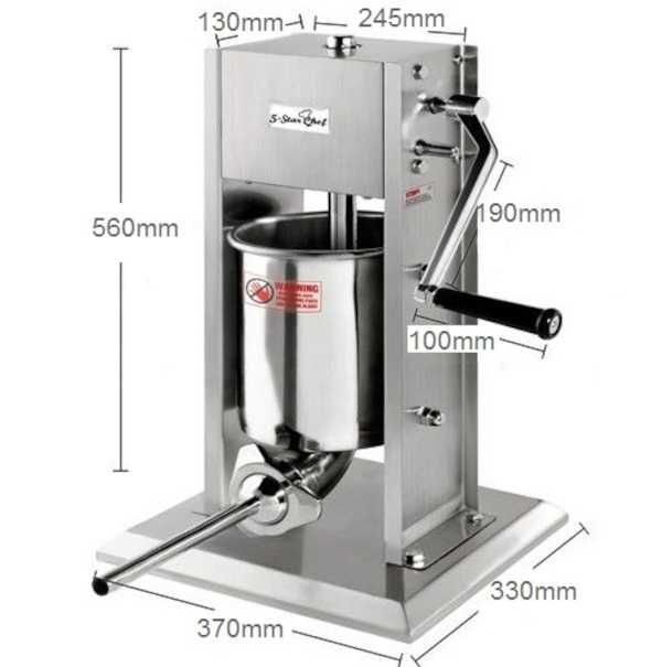 Nadziewarka szpryca 10 l do kiełbas parówek salami 4 lejki