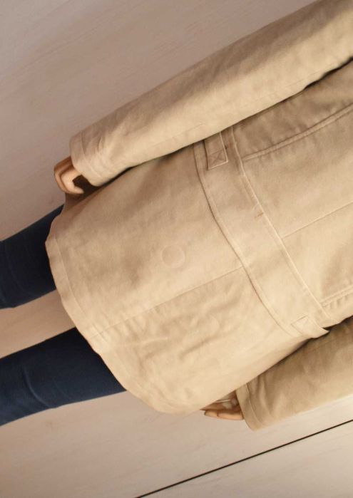 Płaszcz przejściowy 38 M militarny wiosenny prosty midi kurtka parka