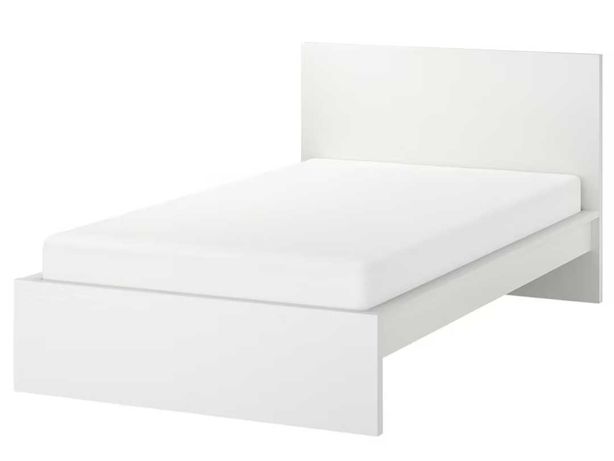 Rama łóżka z dnem MALM IKEA, łóżko bez materaca, białe, 120x200 cm