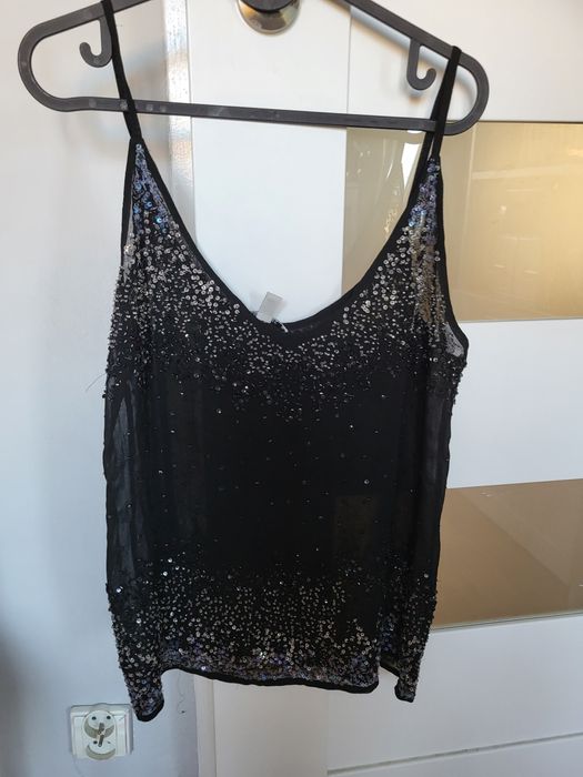 Bluzeczka z Zary wizytowa czarna  na szelkach rozm dzety