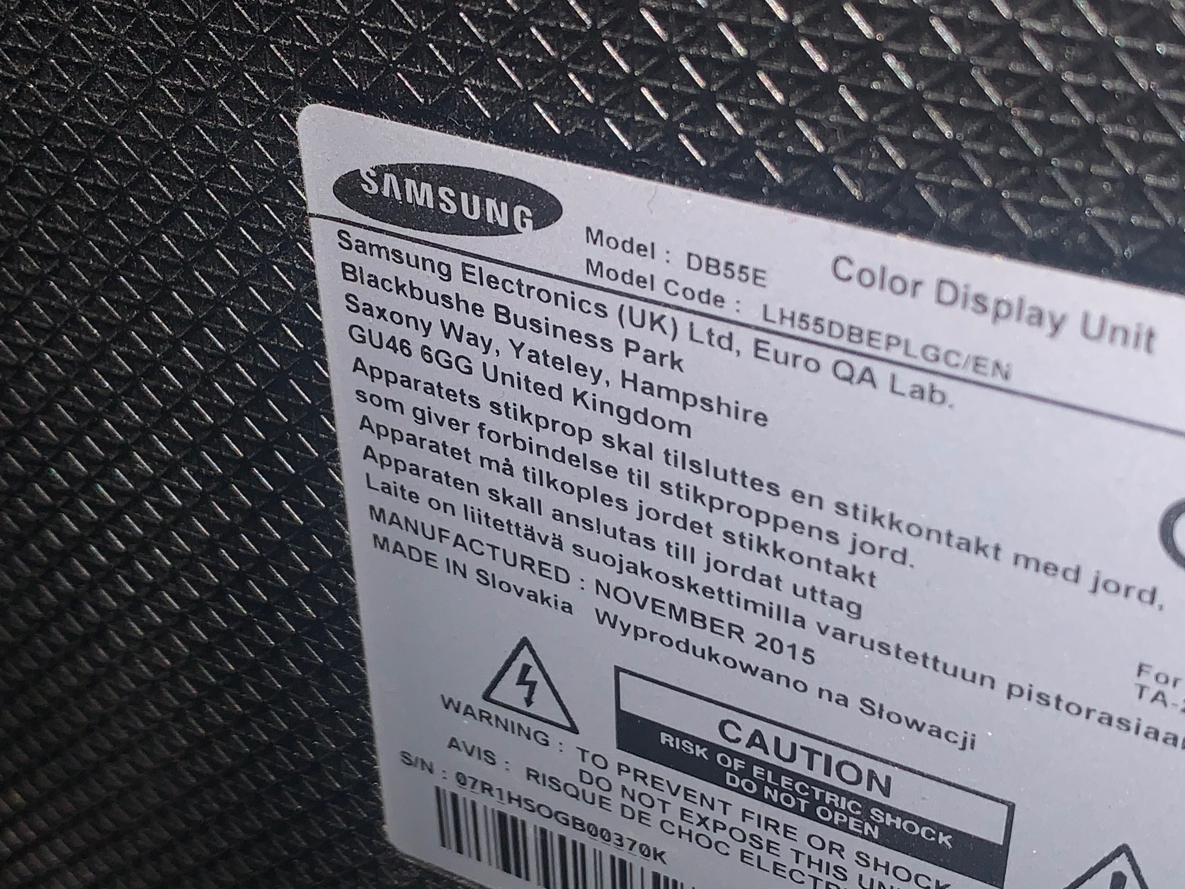 Przemysłowy Monitor Samsung DB55E 55Cali Led Wifi Usb