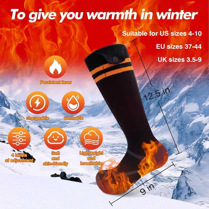 Podgrzewane skarpety, bardzo duży akumulator 5000 mAh Rozmiar 36-42