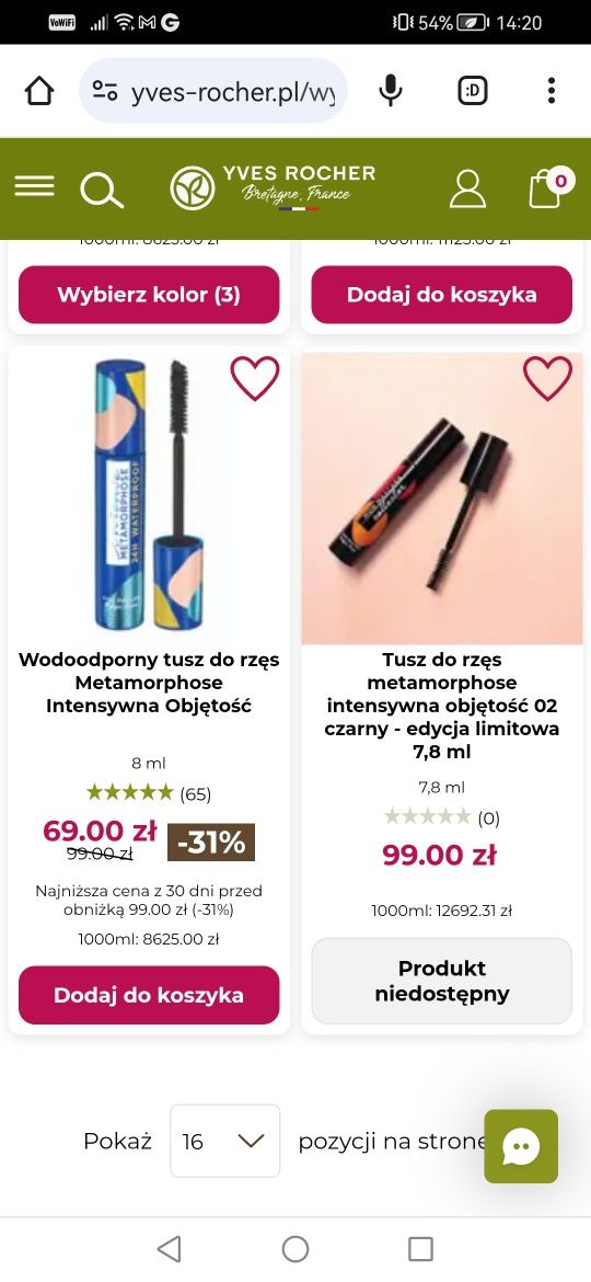Tusz do rzęs  maskara Yves Rocher intense metamorphose waterproof 5 ml
