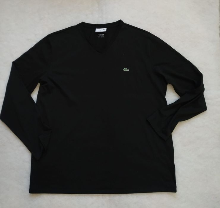 Bluzka bluza męska Lacoste czarna gladka XXL longsleeve crewneck sweat